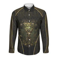 Personalized Muscular Cat Weightlifting Long Sleeve Button Shirt Pain For Growth Dark Fantasy Gym Graphic