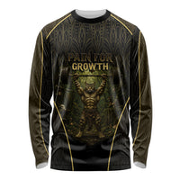 Personalized Muscular Cat Weightlifting Long Sleeve Shirt Pain For Growth Dark Fantasy Gym Graphic