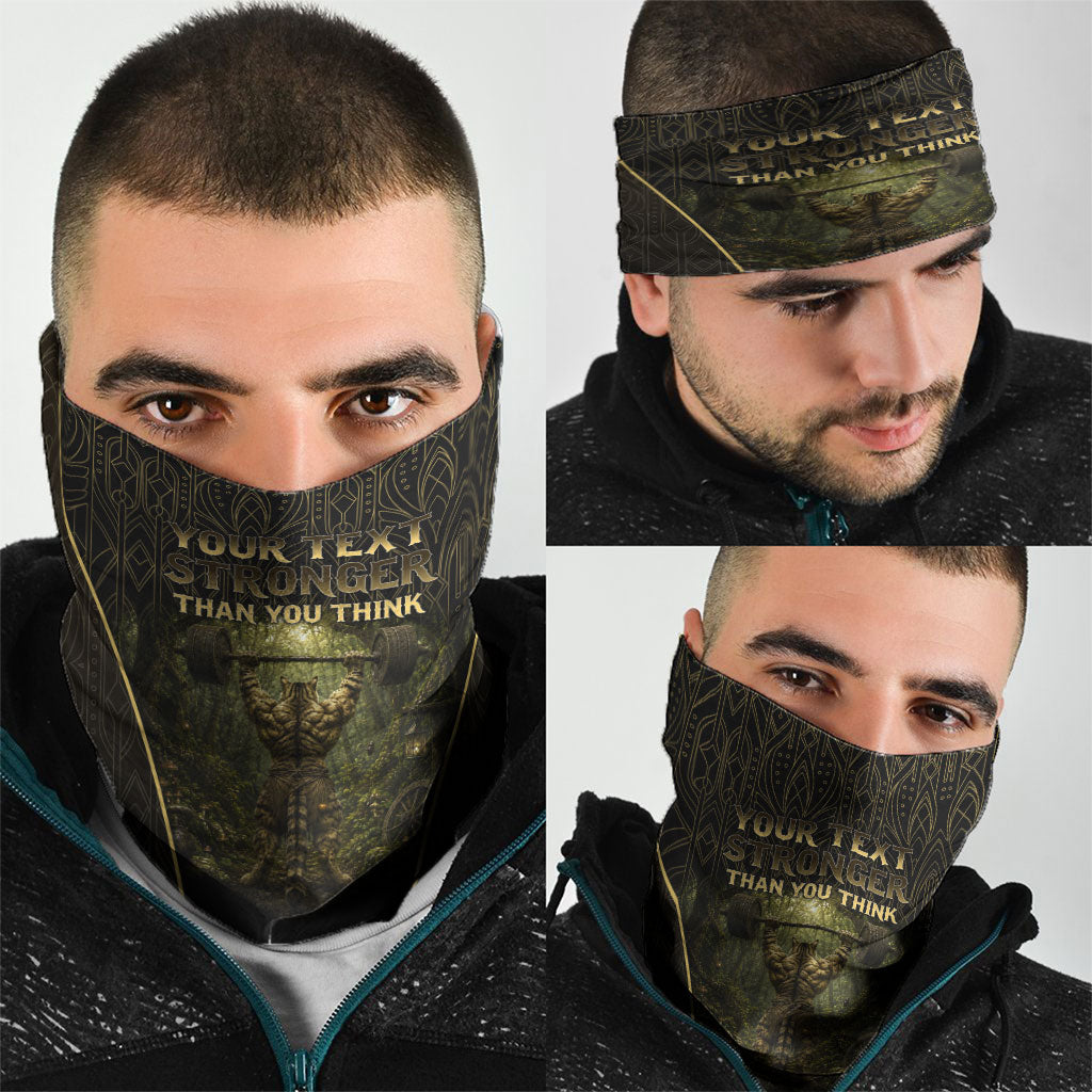 Personalized Muscular Cat Weightlifting Neck Gaiter Pain For Growth Dark Fantasy Gym Graphic