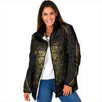 Personalized Muscular Cat Weightlifting Padded Jacket Pain For Growth Dark Fantasy Gym Graphic