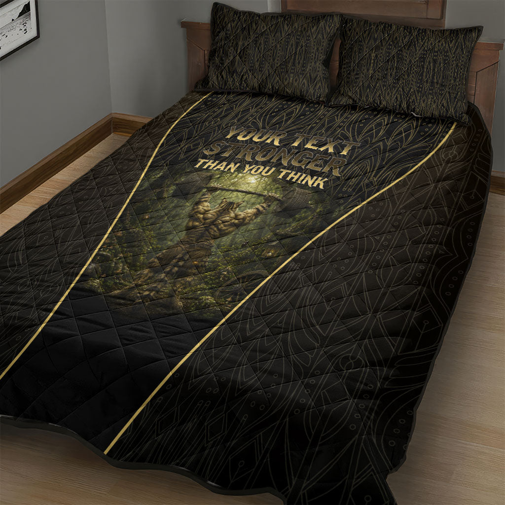 Personalized Muscular Cat Weightlifting Quilt Bed Set Pain For Growth Dark Fantasy Gym Graphic