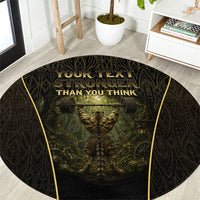 Personalized Muscular Cat Weightlifting Round Carpet Pain For Growth Dark Fantasy Gym Graphic