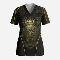 Personalized Muscular Cat Weightlifting Scrub Top Pain For Growth Dark Fantasy Gym Graphic