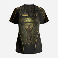 Personalized Muscular Cat Weightlifting Scrub Top Pain For Growth Dark Fantasy Gym Graphic