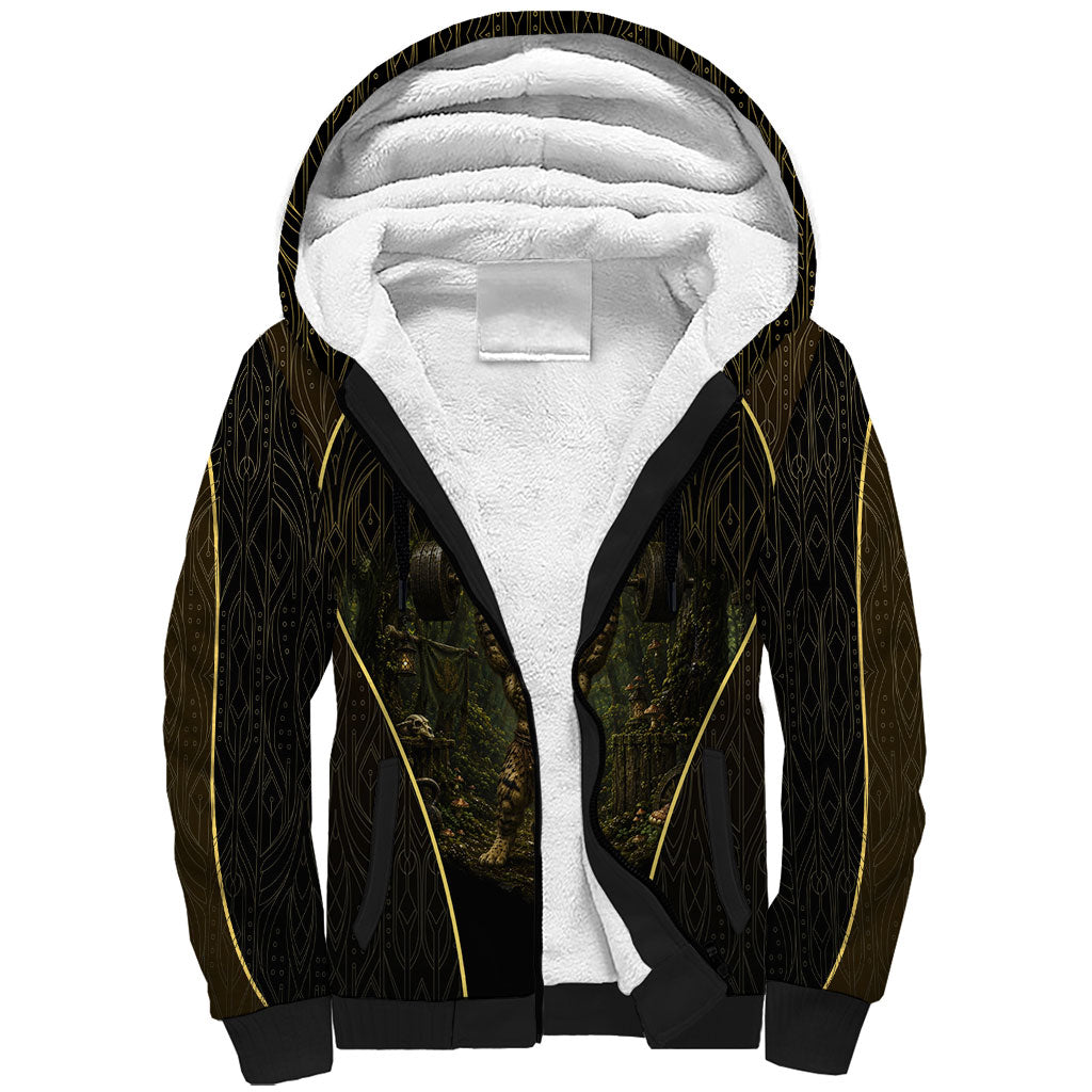 Personalized Muscular Cat Weightlifting Sherpa Hoodie Pain For Growth Dark Fantasy Gym Graphic