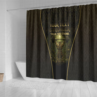 Personalized Muscular Cat Weightlifting Shower Curtain Pain For Growth Dark Fantasy Gym Graphic