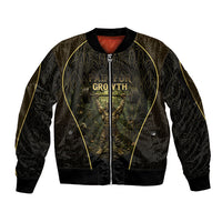 Personalized Muscular Cat Weightlifting Sleeve Zip Bomber Jacket Pain For Growth Dark Fantasy Gym Graphic