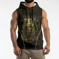 Personalized Muscular Cat Weightlifting Sleeveless Hoodie Pain For Growth Dark Fantasy Gym Graphic