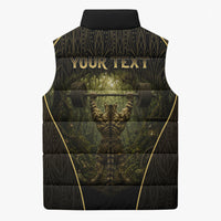 Personalized Muscular Cat Weightlifting Sleeveless Puffer Jacket Pain For Growth Dark Fantasy Gym Graphic