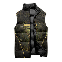 Personalized Muscular Cat Weightlifting Sleeveless Puffer Jacket Pain For Growth Dark Fantasy Gym Graphic