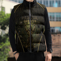 Personalized Muscular Cat Weightlifting Sleeveless Puffer Jacket Pain For Growth Dark Fantasy Gym Graphic