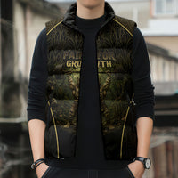 Personalized Muscular Cat Weightlifting Sleeveless Puffer Jacket Pain For Growth Dark Fantasy Gym Graphic
