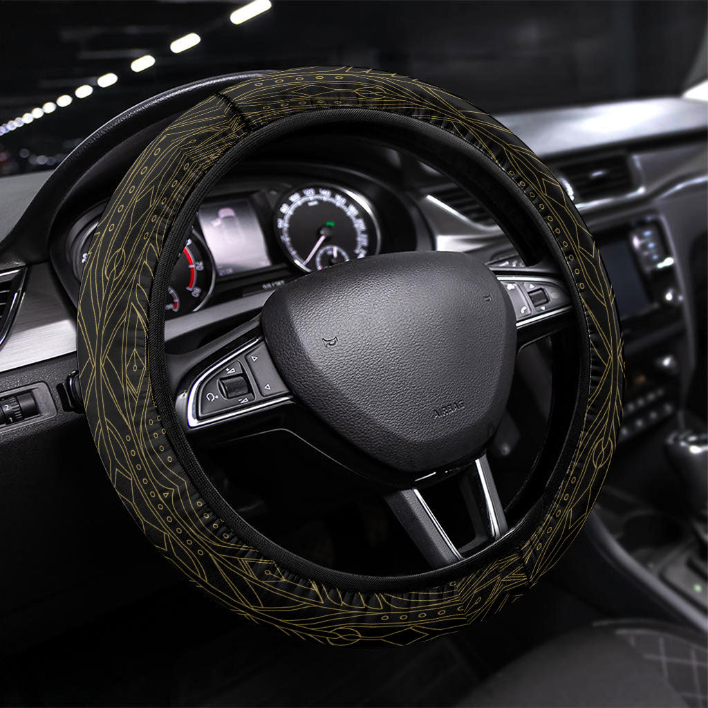 Muscular Cat Weightlifting Steering Wheel Cover Pain For Growth Dark Fantasy Gym Graphic