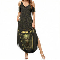 Personalized Muscular Cat Weightlifting Summer Maxi Dress Pain For Growth Dark Fantasy Gym Graphic