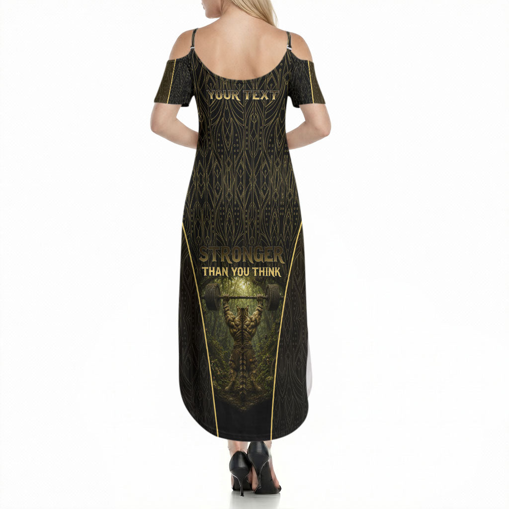 Personalized Muscular Cat Weightlifting Summer Maxi Dress Pain For Growth Dark Fantasy Gym Graphic
