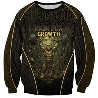 Personalized Muscular Cat Weightlifting Sweatshirt Pain For Growth Dark Fantasy Gym Graphic