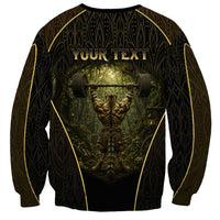 Personalized Muscular Cat Weightlifting Sweatshirt Pain For Growth Dark Fantasy Gym Graphic