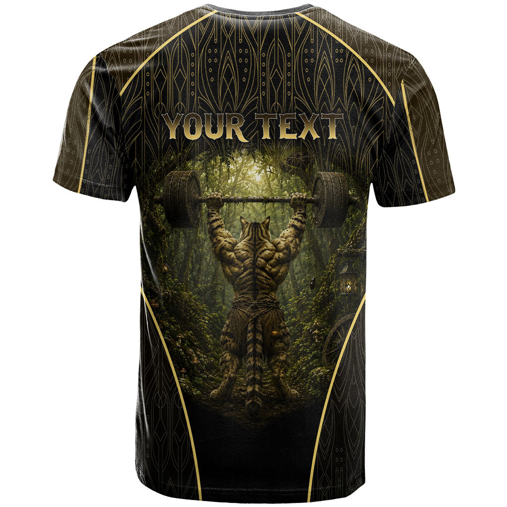Personalized Muscular Cat Weightlifting T Shirt Pain For Growth Dark Fantasy Gym Graphic