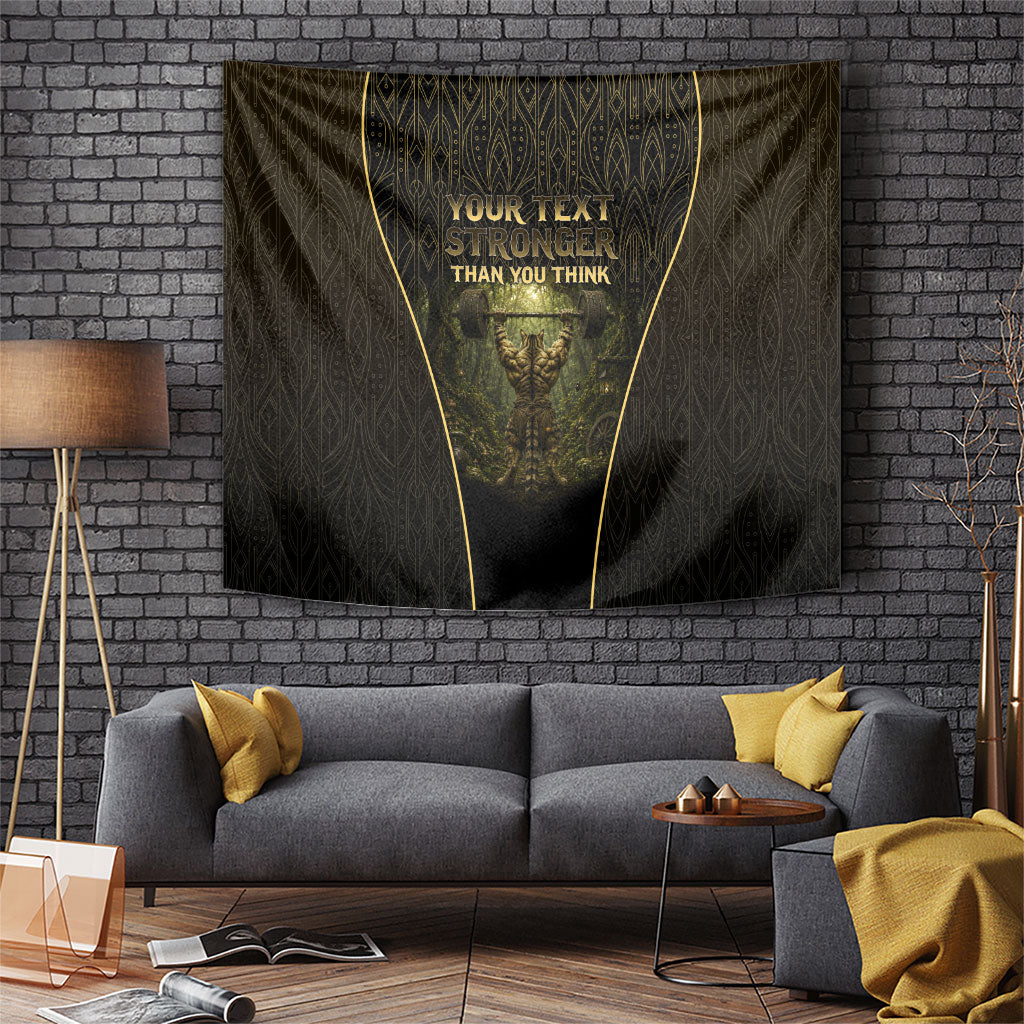 Personalized Muscular Cat Weightlifting Tapestry Pain For Growth Dark Fantasy Gym Graphic