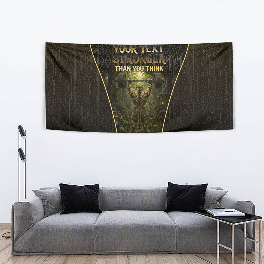 Personalized Muscular Cat Weightlifting Tapestry Pain For Growth Dark Fantasy Gym Graphic