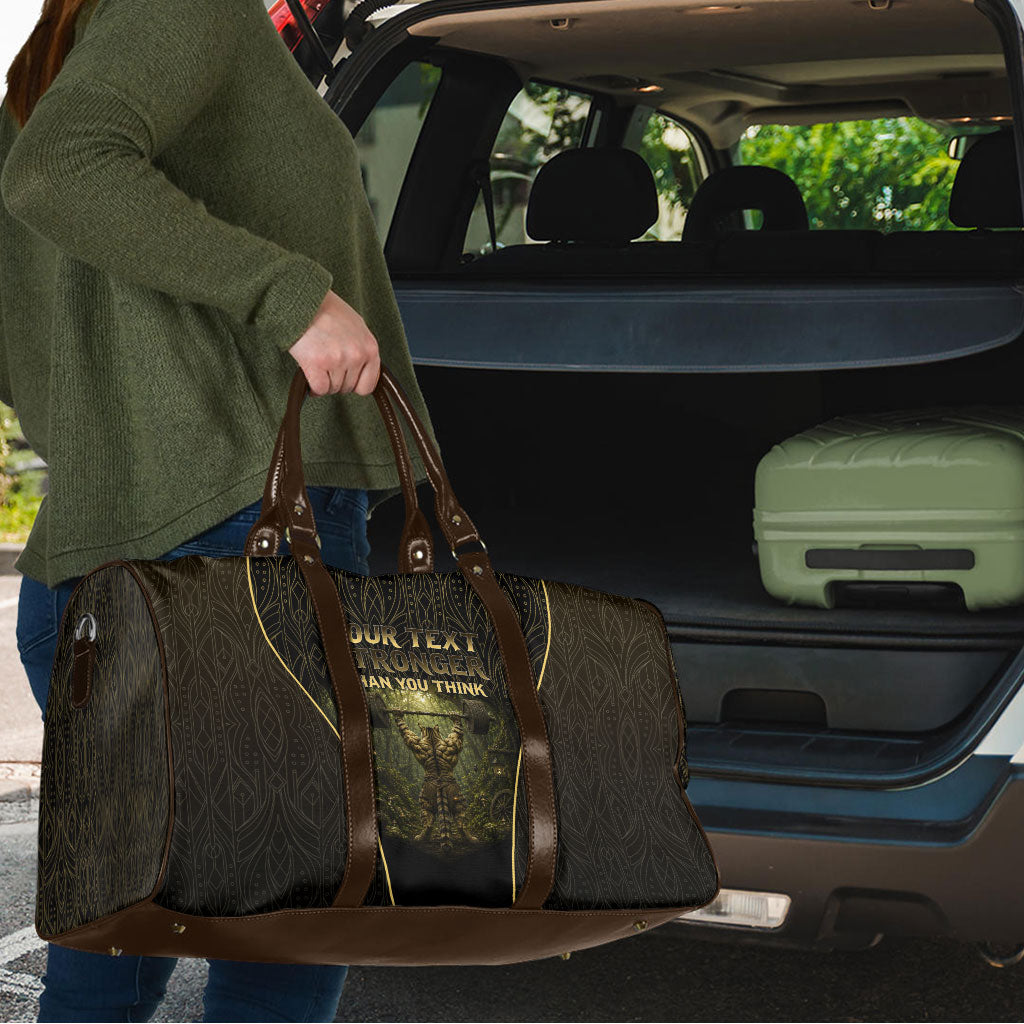 Personalized Muscular Cat Weightlifting Travel Bag Pain For Growth Dark Fantasy Gym Graphic