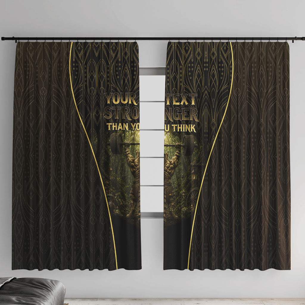 Personalized Muscular Cat Weightlifting Window Curtain Pain For Growth Dark Fantasy Gym Graphic