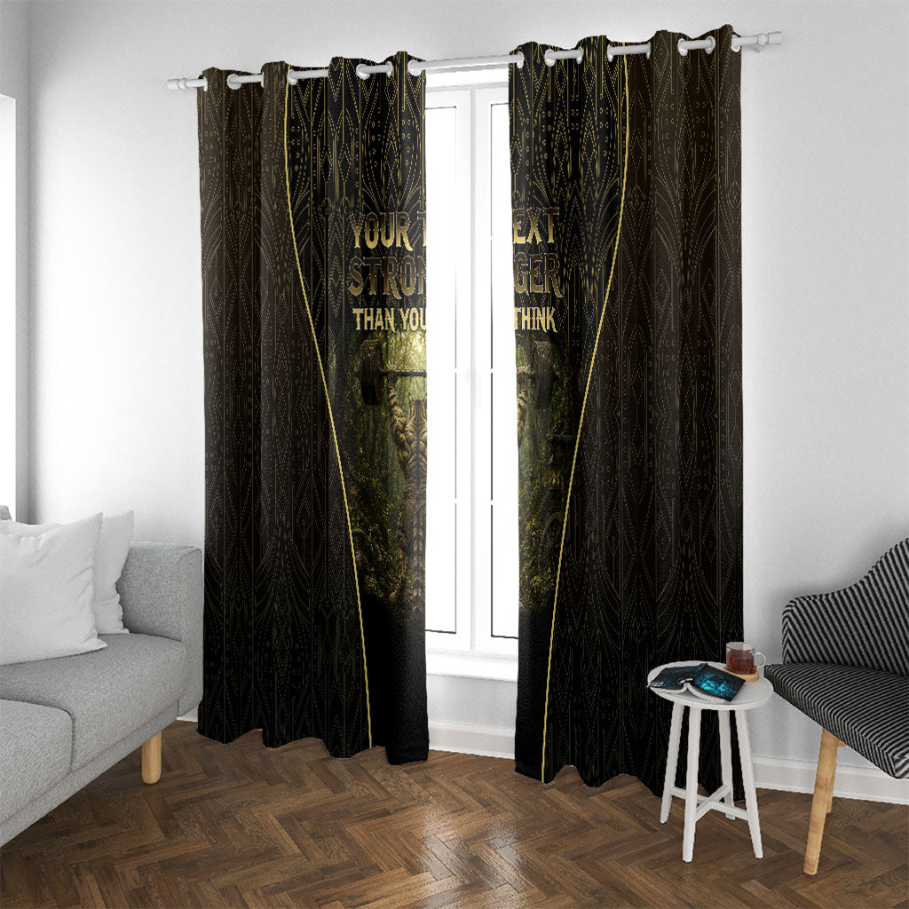 Personalized Muscular Cat Weightlifting Window Curtain Pain For Growth Dark Fantasy Gym Graphic