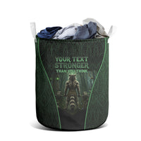 Personalized Muscular Raccoon Weightlifting Laundry Basket Pain For Growth Dark Fantasy Gym Graphic