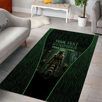 Personalized Muscular Raccoon Weightlifting Area Rug Pain For Growth Dark Fantasy Gym Graphic