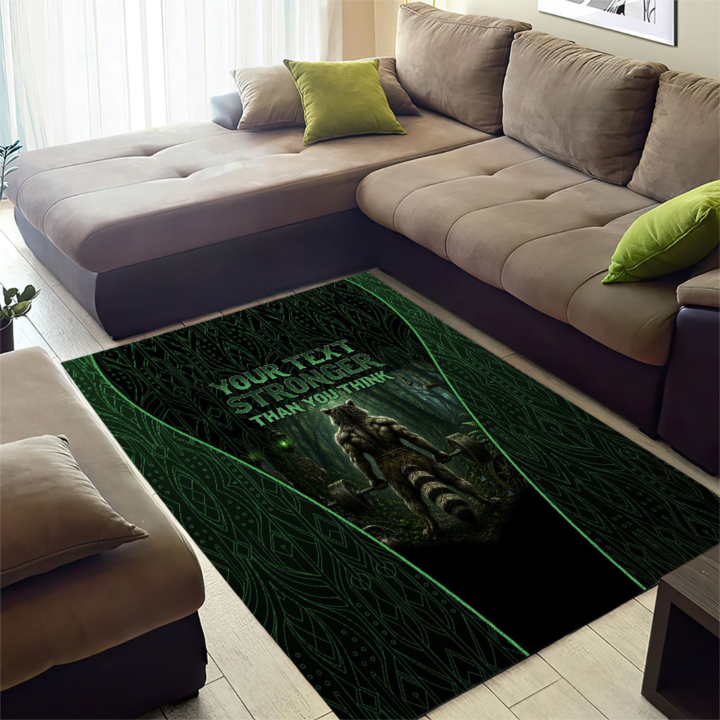 Personalized Muscular Raccoon Weightlifting Area Rug Pain For Growth Dark Fantasy Gym Graphic
