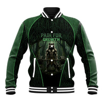 Personalized Muscular Raccoon Weightlifting Baseball Jacket Pain For Growth Dark Fantasy Gym Graphic
