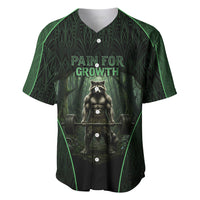 Personalized Muscular Raccoon Weightlifting Baseball Jersey Pain For Growth Dark Fantasy Gym Graphic