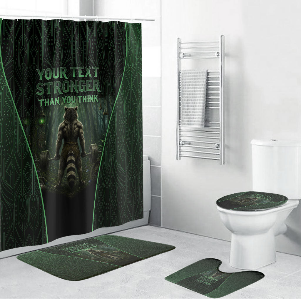 Personalized Muscular Raccoon Weightlifting Bathroom Set Pain For Growth Dark Fantasy Gym Graphic