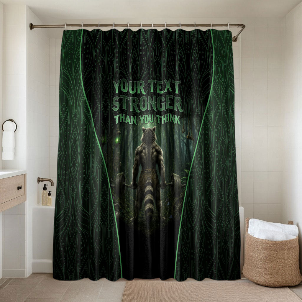 Personalized Muscular Raccoon Weightlifting Bathroom Set Pain For Growth Dark Fantasy Gym Graphic