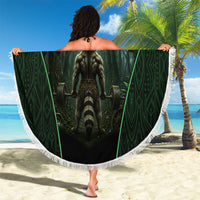Personalized Muscular Raccoon Weightlifting Beach Blanket Pain For Growth Dark Fantasy Gym Graphic