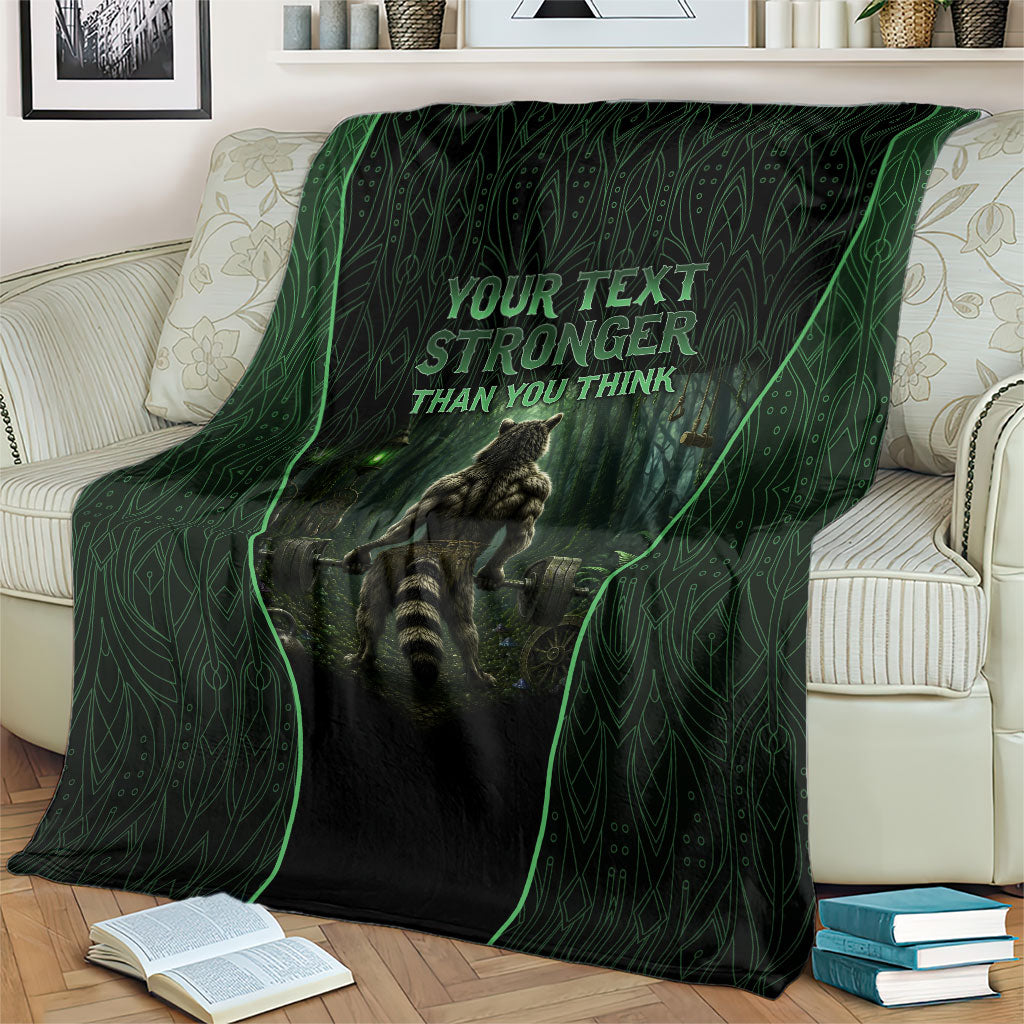 Personalized Muscular Raccoon Weightlifting Blanket Pain For Growth Dark Fantasy Gym Graphic