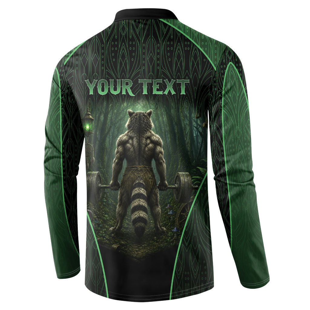 Personalized Muscular Raccoon Weightlifting Button Sweatshirt Pain For Growth Dark Fantasy Gym Graphic
