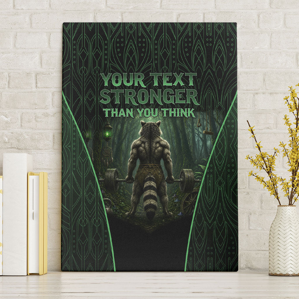 Personalized Muscular Raccoon Weightlifting Canvas Wall Art Pain For Growth Dark Fantasy Gym Graphic