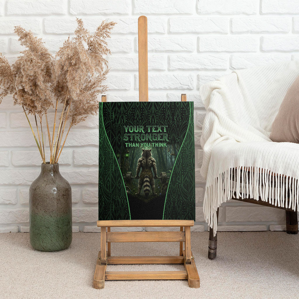 Personalized Muscular Raccoon Weightlifting Canvas Wall Art Pain For Growth Dark Fantasy Gym Graphic