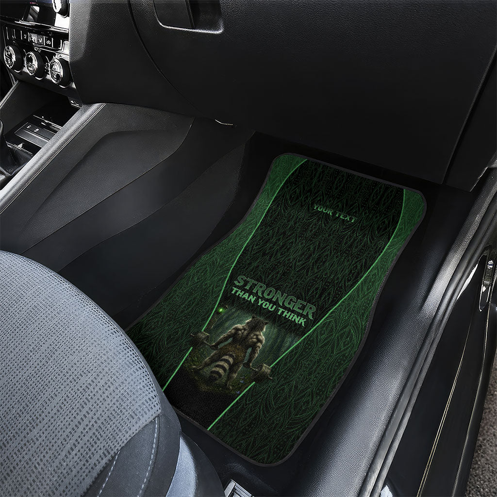 Personalized Muscular Raccoon Weightlifting Car Mats Pain For Growth Dark Fantasy Gym Graphic