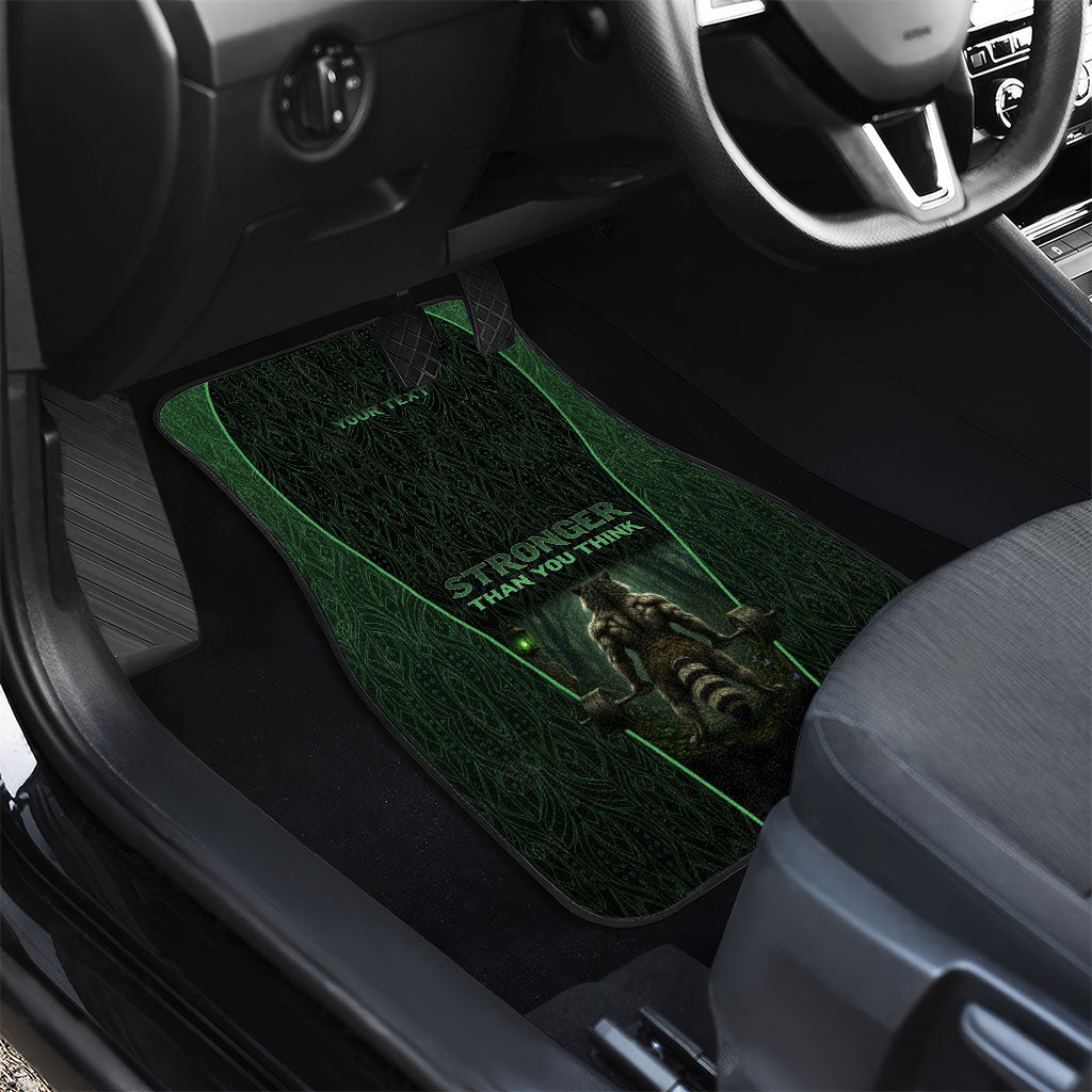 Personalized Muscular Raccoon Weightlifting Car Mats Pain For Growth Dark Fantasy Gym Graphic