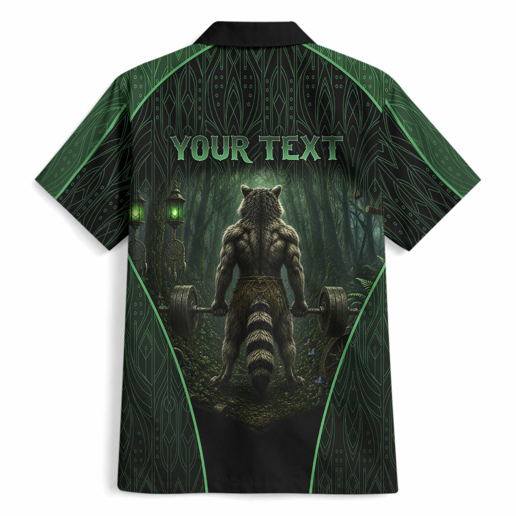 Personalized Muscular Raccoon Weightlifting Hawaiian Shirt Pain For Growth Dark Fantasy Gym Graphic