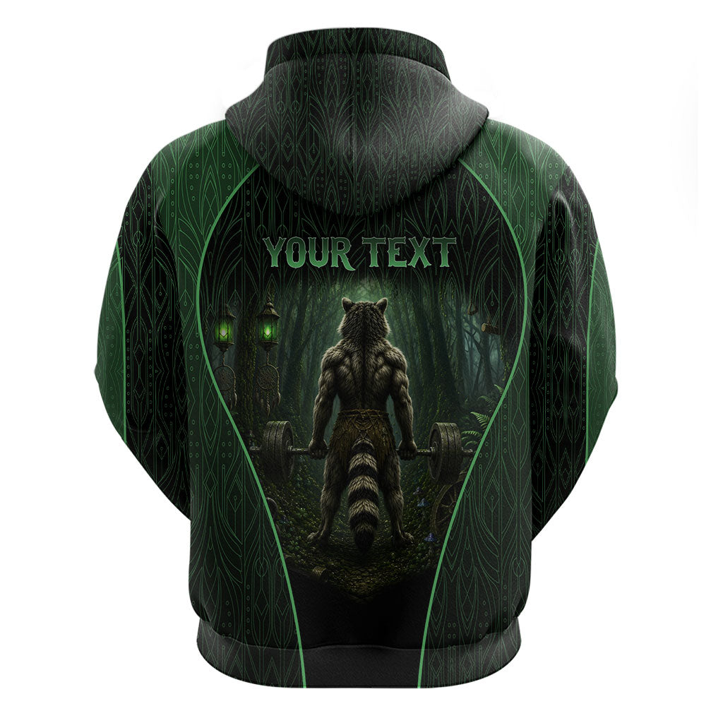 Personalized Muscular Raccoon Weightlifting Hoodie Pain For Growth Dark Fantasy Gym Graphic