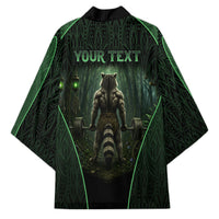 Personalized Muscular Raccoon Weightlifting Kimono Pain For Growth Dark Fantasy Gym Graphic