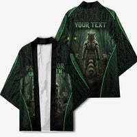 Personalized Muscular Raccoon Weightlifting Kimono Pain For Growth Dark Fantasy Gym Graphic