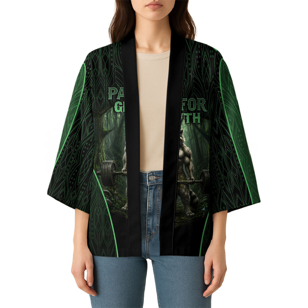 Personalized Muscular Raccoon Weightlifting Kimono Pain For Growth Dark Fantasy Gym Graphic