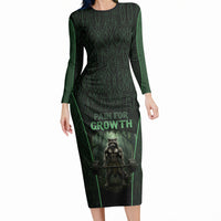 Personalized Muscular Raccoon Weightlifting Long Sleeve Bodycon Dress Pain For Growth Dark Fantasy Gym Graphic