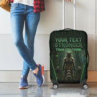 Personalized Muscular Raccoon Weightlifting Luggage Cover Pain For Growth Dark Fantasy Gym Graphic