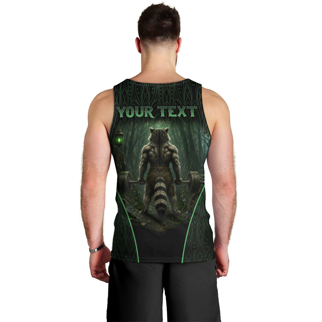 Personalized Muscular Raccoon Weightlifting Men Tank Top Pain For Growth Dark Fantasy Gym Graphic