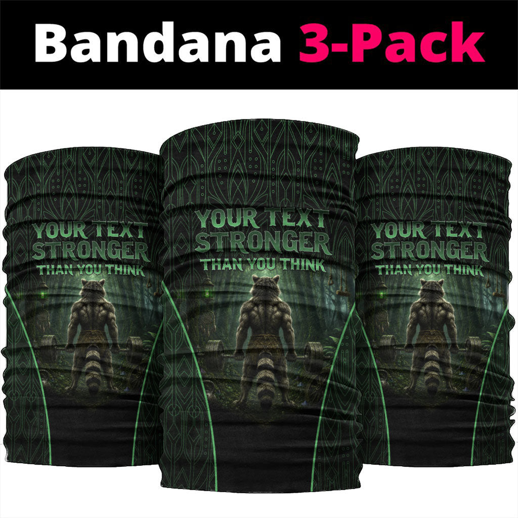 Personalized Muscular Raccoon Weightlifting Neck Gaiter Pain For Growth Dark Fantasy Gym Graphic